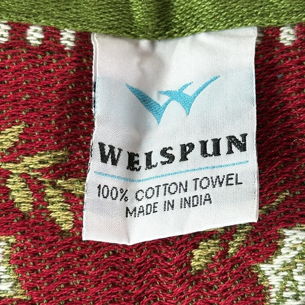Green Holiday Towel with Holly Design